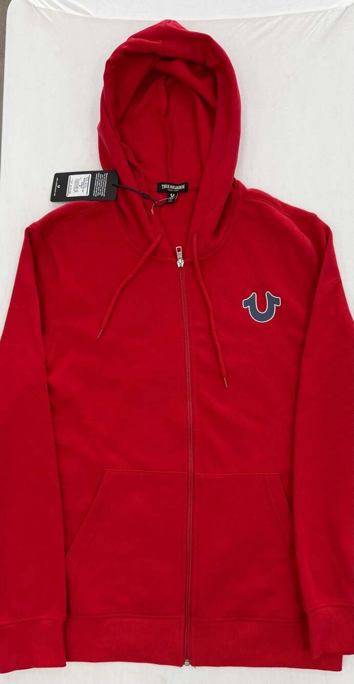 True Religion Marquee HS Zip Hoodie Size M Red